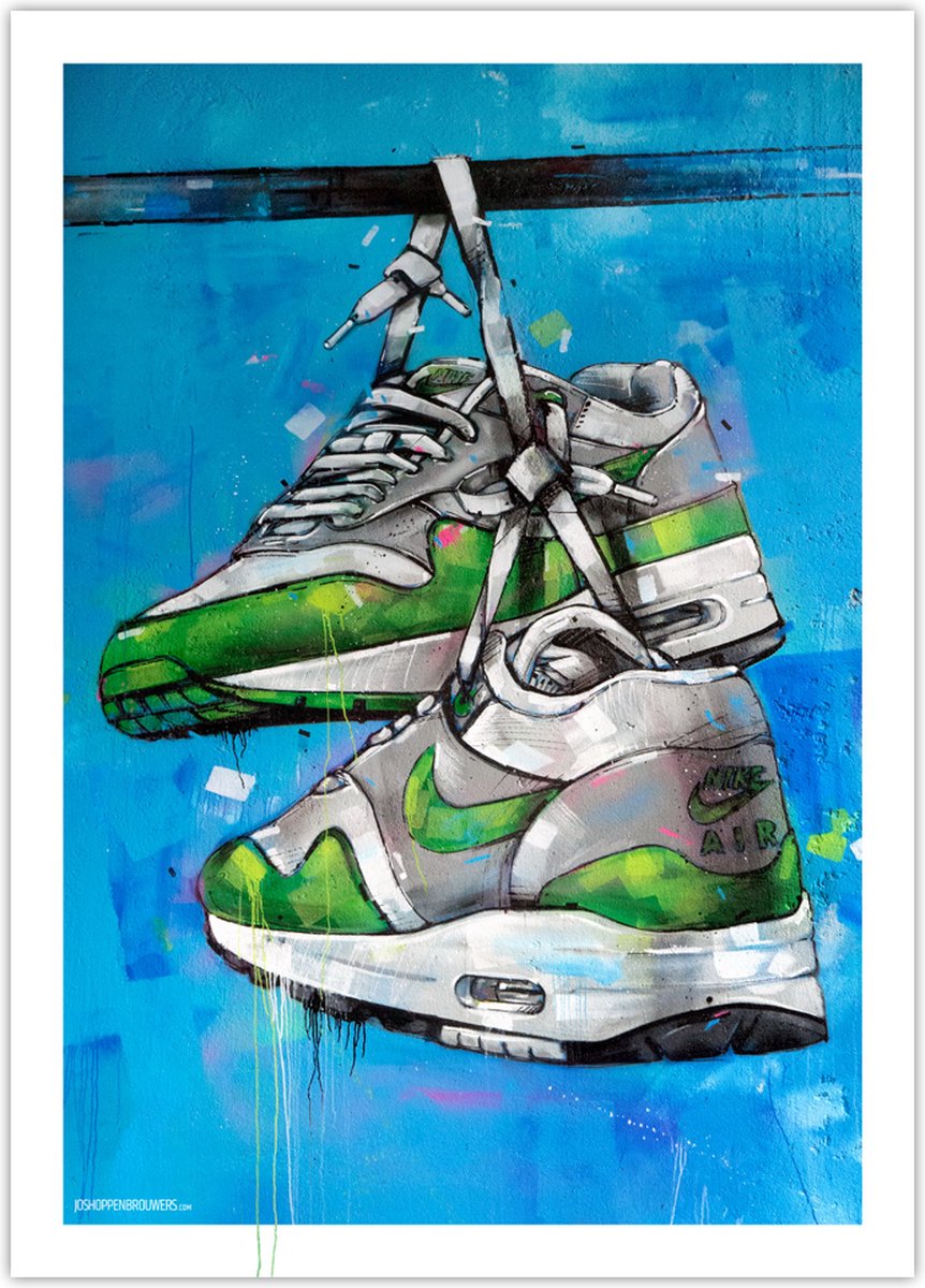 Sneaker poster green graffiti 50x70 cm