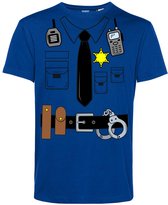 T-shirt kind Politie Uniform | Carnavalskleding kinderen | Carnaval Kostuum | Foute Party | Blauw | maat 128