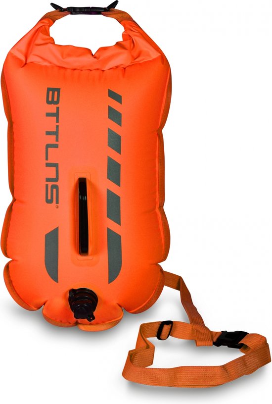 BTTLNS zwemboei voor openwaterzwemmen - Zwem boei met drybag - Compact formaat - Dubbel gelaagd nylon - 20 liter - Amphitrite 1.0 - Oranje