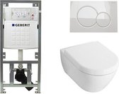 Villeroy & Boch Subway 2.0 Compact met softclose zitting toiletset met geberit inbouwreservoir en sigma 01 drukplaat wit