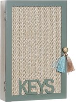 Armoire à clés/porte-clés en MDF/verre vert olive 22 x 30 cm - Armoire pratique de 5,5 cm de profondeur - Convient pour 6 clés