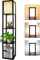 D&B Vloerlamp - Lamp - Staande Lamp - 2-In-1 - LED Lamp - E27-Fitting - Woonkamer - Dimbaar - 26 x 26 x 160 Cm - Kleur Zwart