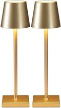2 Stuks - Oplaadbare Tafellamp - Dimbaar - Aluminium - Bureaulamp - Waterdicht - 38CM - Nachtlamp - Goud