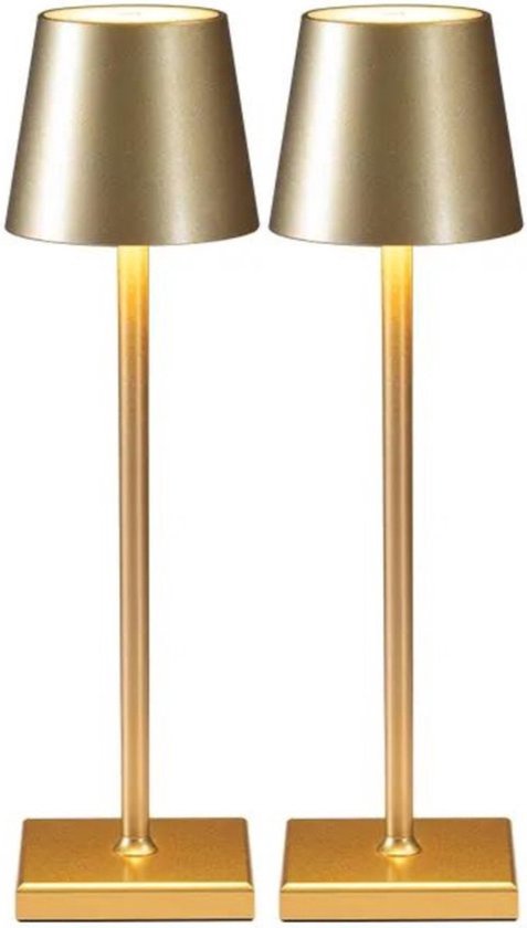2 Stuks - Oplaadbare Tafellamp - Dimbaar - Aluminium - Bureaulamp - Waterdicht - 38CM - Nachtlamp