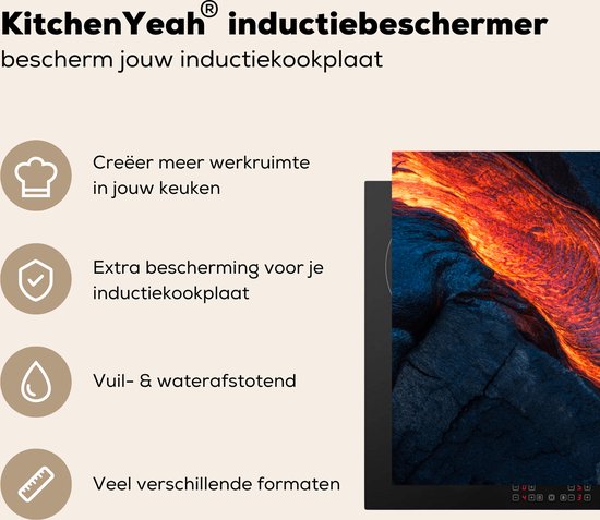 KitchenYeah® Inductie beschermer 81.2x52 cm - Lava uit een vulkaan - Kookplaataccessoires - Afdekplaat voor kookplaat - Inductiebeschermer - Inductiemat - Inductieplaat mat