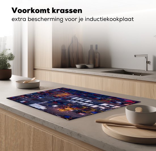 KitchenYeah® Inductie beschermer 77x51 cm - Containers in de haven - Kookplaataccessoires - Afdekplaat voor kookplaat - Inductiebeschermer - Inductiemat - Inductieplaat mat