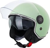 VINZ Pavia Scooter Helm met Zonnevizier / Jethelm / Brommer Helm / Motorhelm / Scooterhelm Retro / Snorfiets helm / Snorscooter helm - Geschikt Voor Helmplicht Blauw Kenteken - Mint
