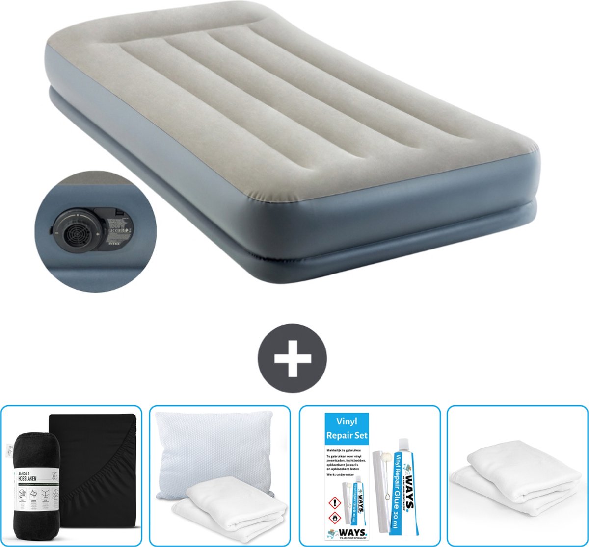 Intex Luchtbed - 1-Persoons - 99 x 191x 30 cm - Grijs - Inclusief pomp - Accessoires CB17