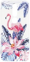 Shop4 - Nokia 4.2 Hoesje - Zachte Back Case Flamingo en Bloemen Roze