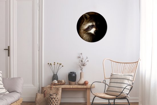 Wall Circle - Wall Circle - Raton laveur - Animaux sauvages - Zwart - Aluminium - ⌀ 30 cm - Intérieur et extérieur