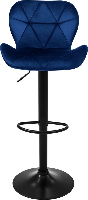 Barkruk set van 2 - Chroom met zwarte bekleding - 37x44x112 cm