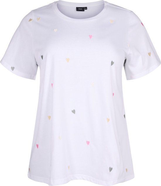 ZIZZI VELIN S/S STRAIGHT TEE Dames T-shirt - White - Maat S (42-44)