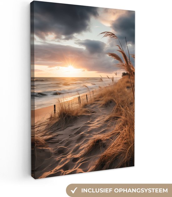 Foto: Canvas schilderij 40x60 cm strand duinen zee zand helmgras wanddecoratie woonkamer muurdecoratie keuken kamer accessoires woondecoratie huis