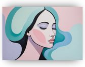 Vrouw cobra kunst - Pasteltinten schilderij op canvas - Canvas schilderijen vrouw - Muurdecoratie modern - Schilderijen op canvas - Decoratie slaapkamer - 70 x 50 cm 18mm