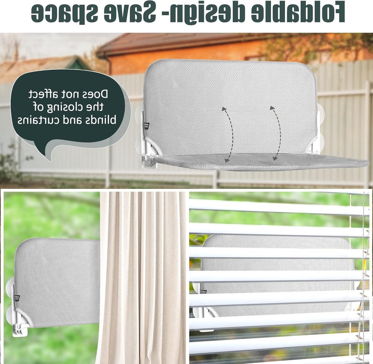 Cat Hammock voor Raam - Opvouwbare Hangmat voor Binnenkatten met Sterke Zuignappen en Gemakkelijke Montage, Tot 25kg Belastbaar (Grijs, S)
