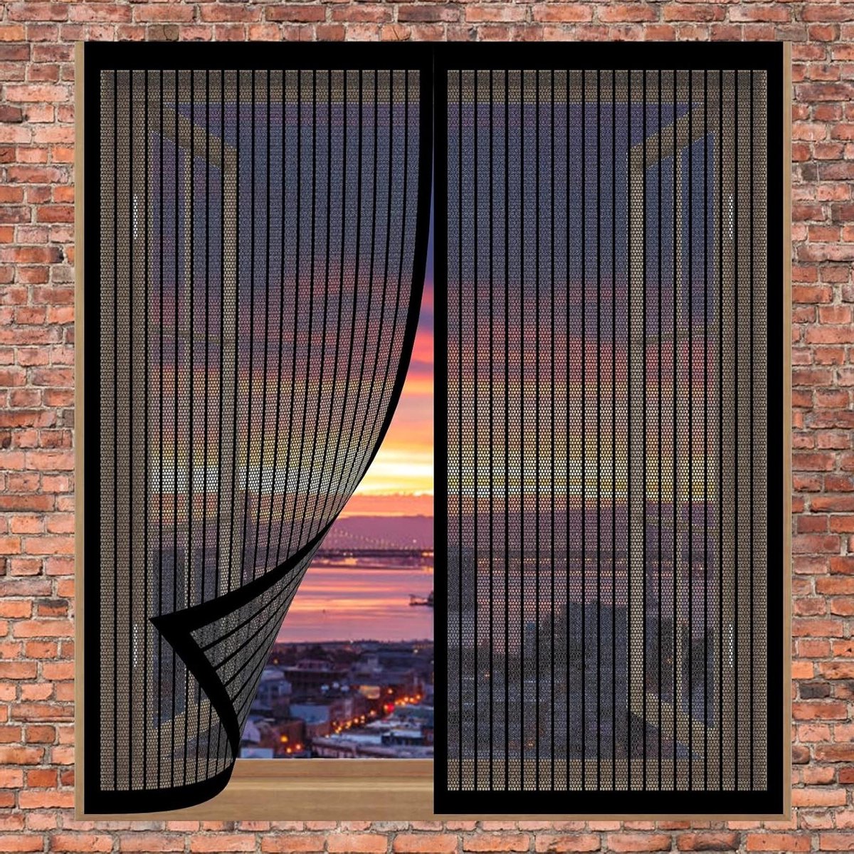 Insectengaas Raam - Horren Raam - Insecten Buiten Houden - Automatische Sluiting - 65 x 75 cm - Zwart