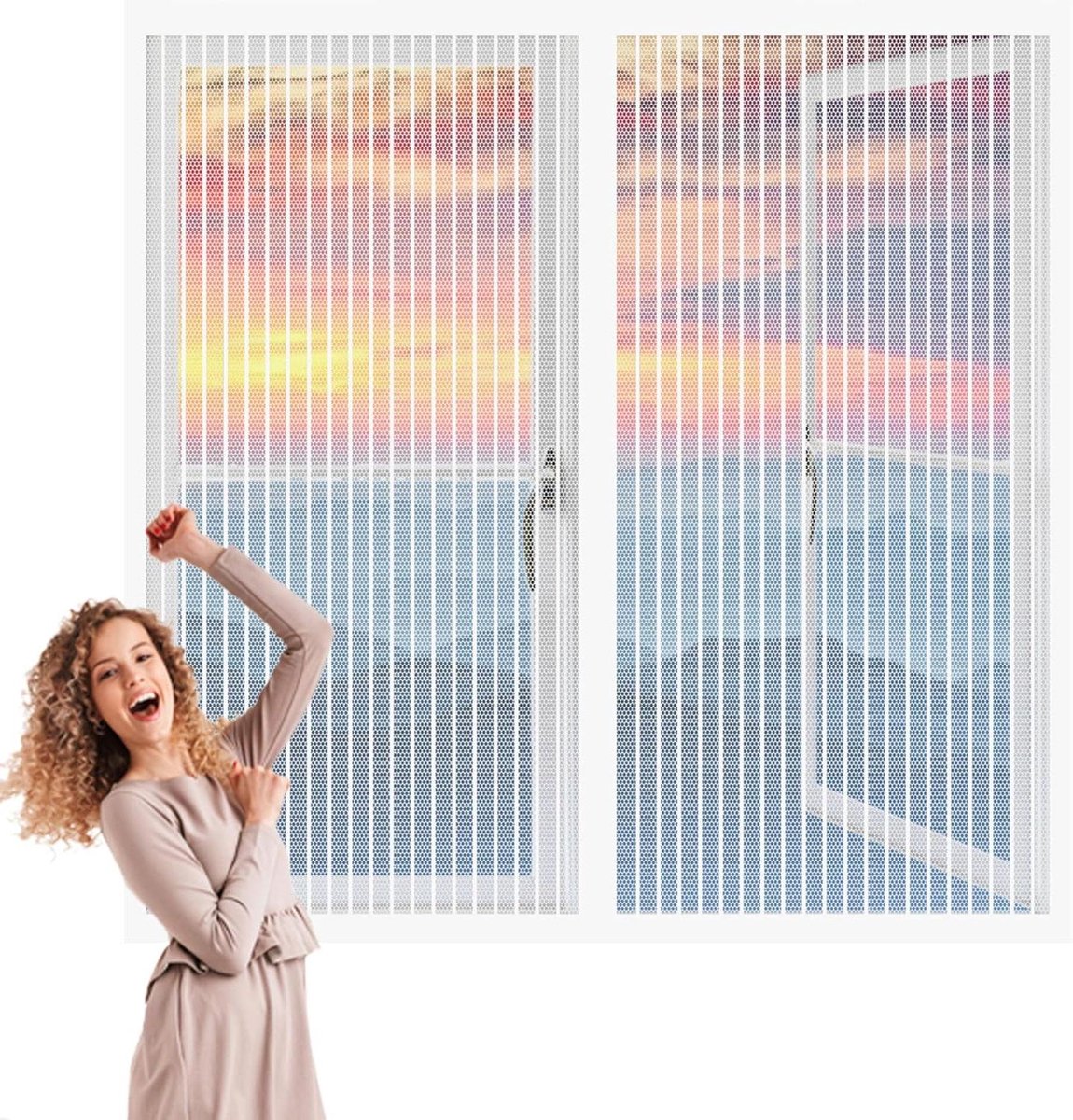 Magnetisch Raamhor - Vliegengaas Raam - Insecten Buiten Houden - Geen Boren Nodig - 137x123 cm - Wit