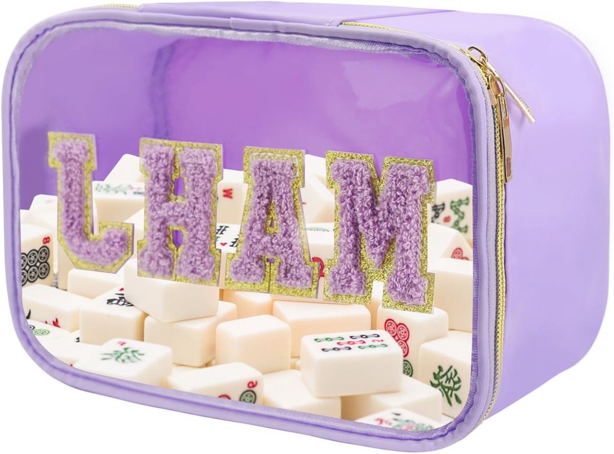 Mahjong Tegel Tas met Rits, Duidelijke Opbergtas voor Spellen, Accessoires en Cadeaus, Perfect voor Spelletjesavonden en Reizen