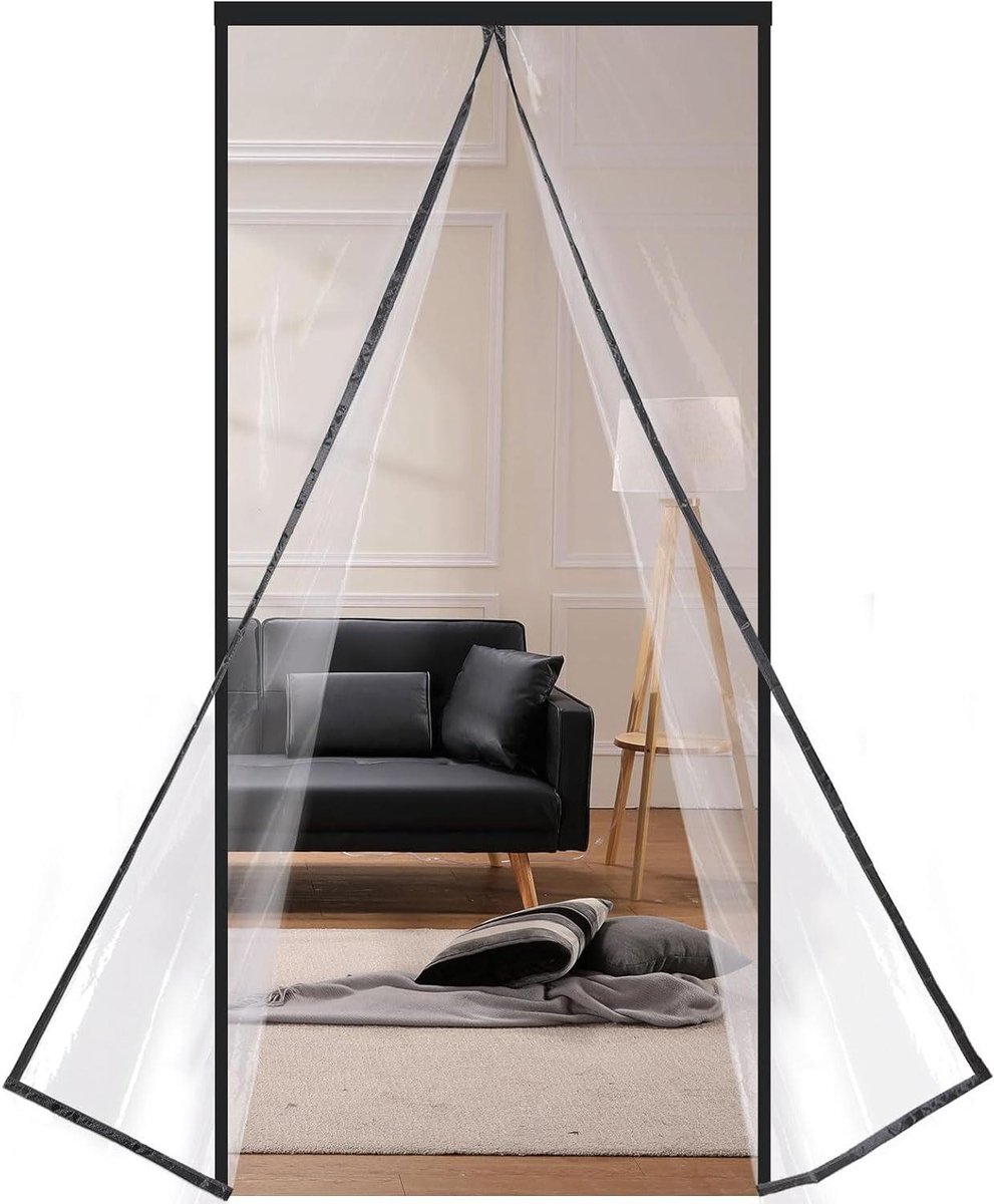 Magnetisch Deurgordijn - Isolerende Deurhoes - Tocht Vrij Houden - Automatisch Sluitend - 185x225cm - Zwart