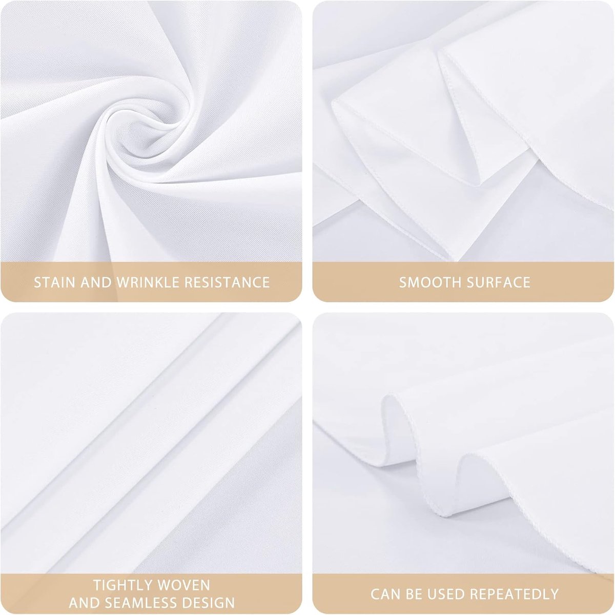 Ronde Tafelkleden - Set van vier - Feestelijke decoratie - Kreukvrij polyester - 90 inch - Wit
