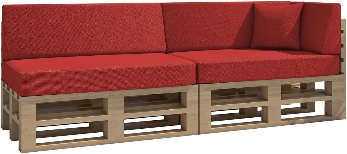 Palletkussen Set - Tuinkussen Bankkussen - Buiten Zitten - Waterafstotende Stof - 6 Delig - Rood