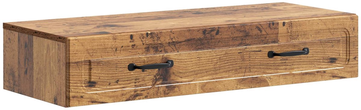 vidaXL Wandgemonteerde - Zijtafel - Oud - hout - 87,5 - x - 34,5 - x - 17 - cm Oud hout