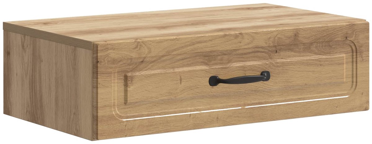 vidaXL Wandgemonteerde - Zijtafel - 59 - x - 34,5 - x - 17 - cm - Bewerkt - hout Artisanaal eiken