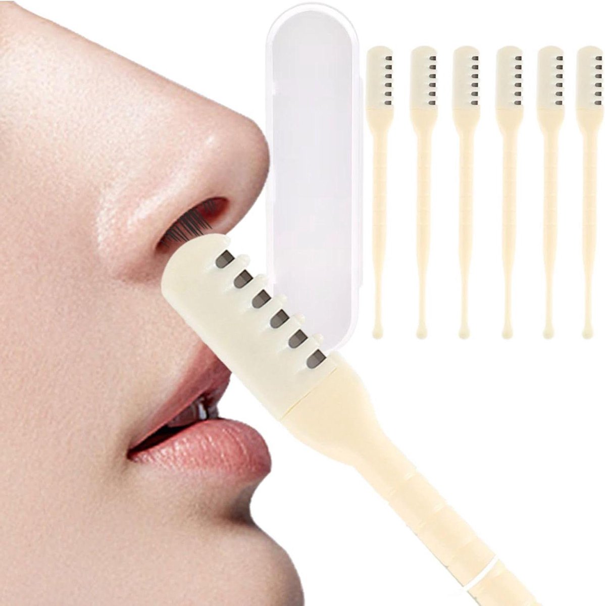 Neushaartrimmer set - Oorreiniger - Persoonlijke verzorging - Dubbele kop ontwerp - 6 stuks - Geel