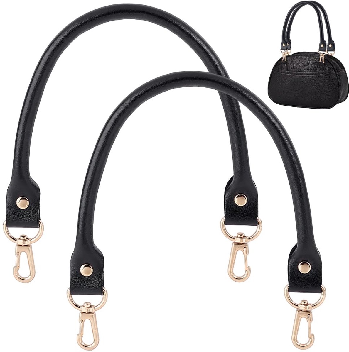 carmdering - Tas handgrepen - set van 2 leren tas hengsels 40 cm - met kliksluiting - vervangende schouderriem voor handtassen en DIY