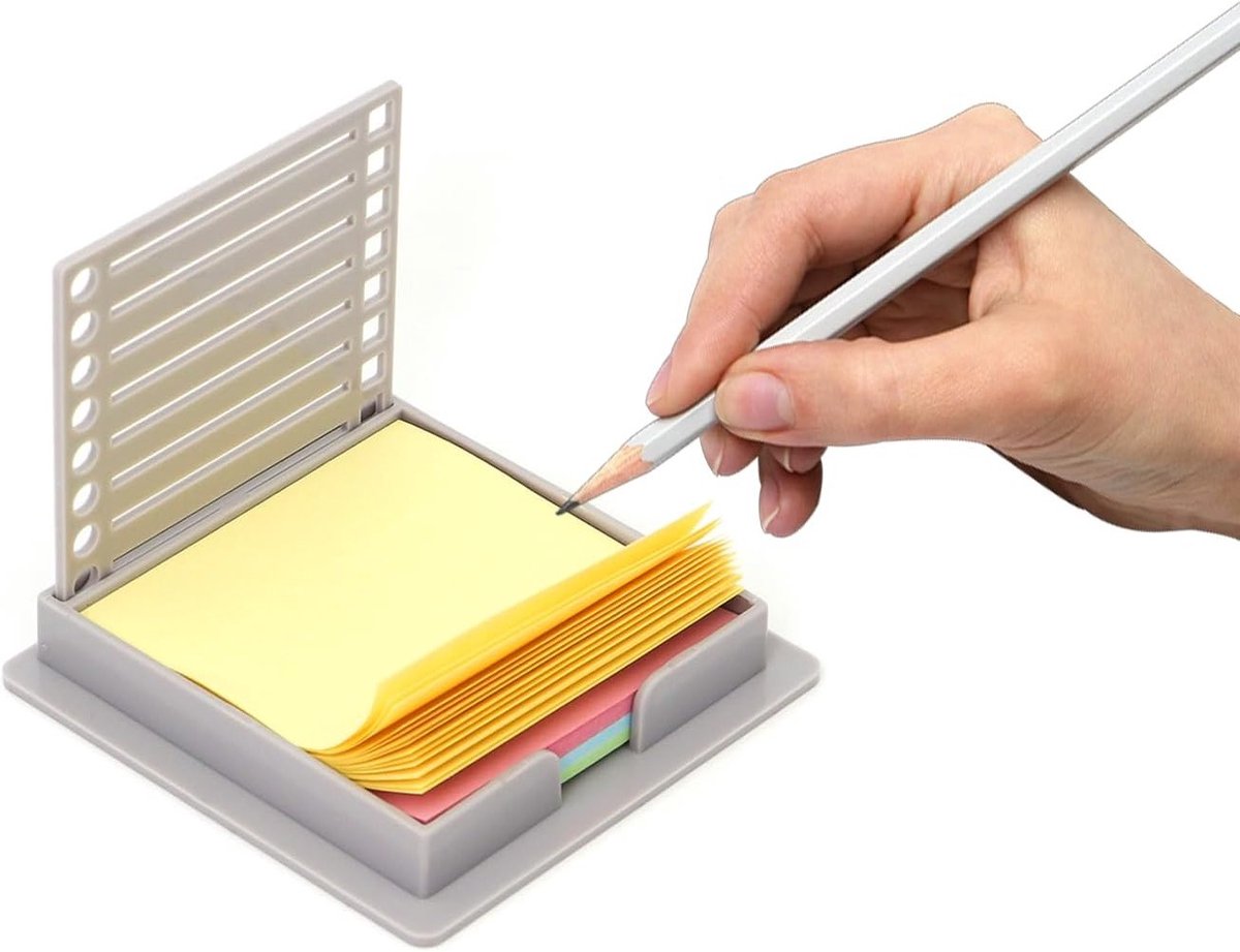 Mini Notepad met 4 Kleuren, 100 Zelfklevende Notities en Plastic Opbergdoos voor Organisatie en Notities