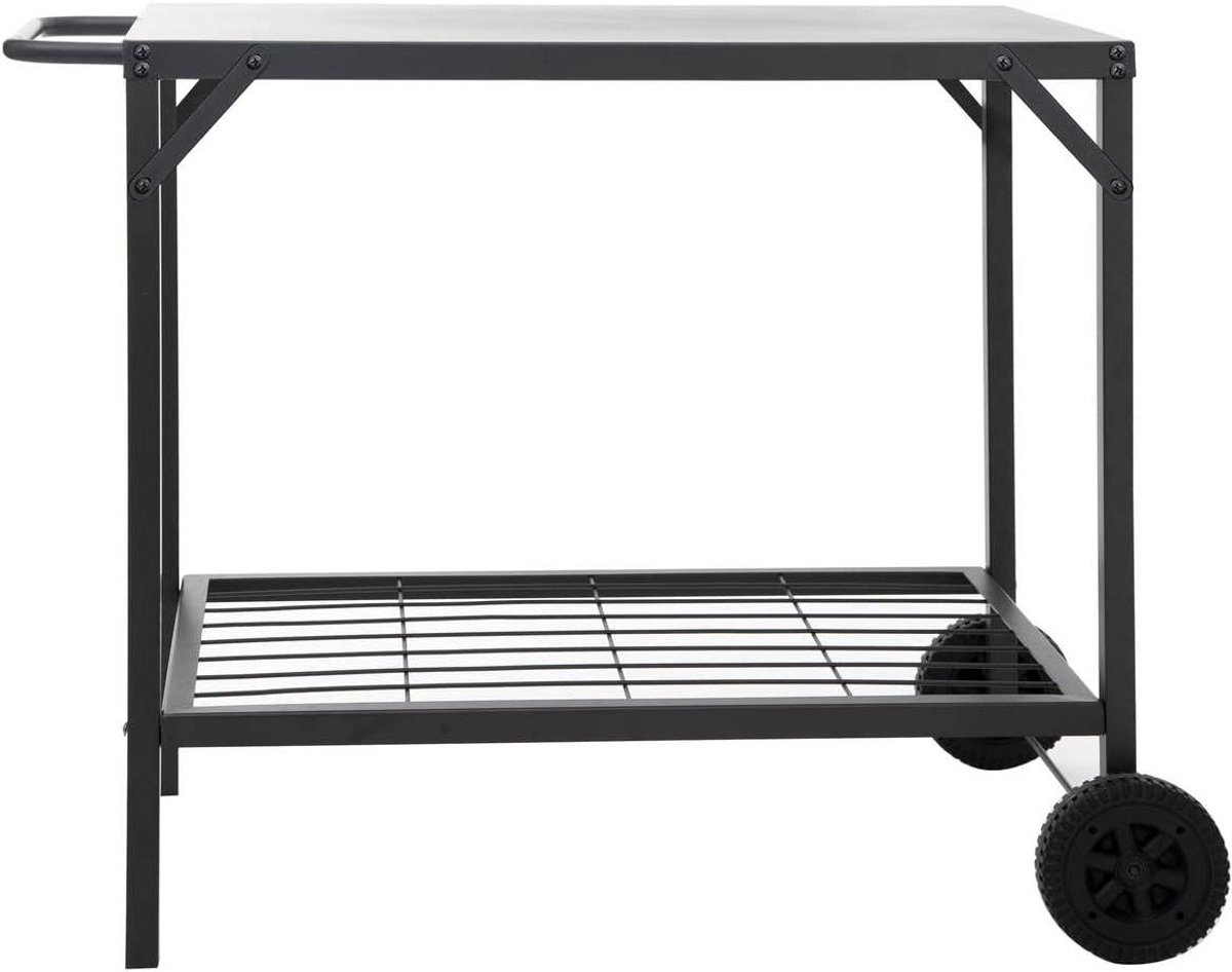 Grillwagen - Buitenkeuken - Buiten koken - Verrijdbaar werkblad - 90 cm breed - Zwart