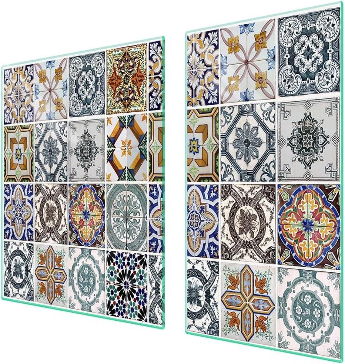 Afdekplaat fornuis Werkbladbeschermer glas Keukenbescherming Kras- en slagvast 90 x 52 cm Veelkleurig