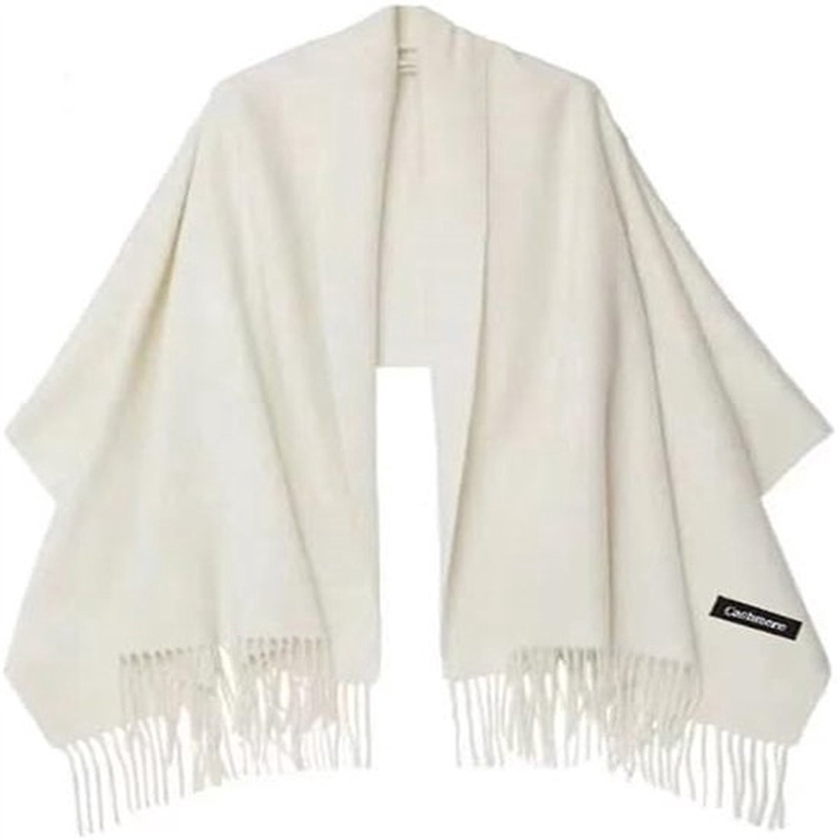 Elegante sjaals en omslagdoeken voor dames, voor avondjurken, grote zachte Sjaal met franjes, effen bruidssjaal, 200 x 70 cm, Beige