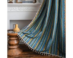 Gordijnen set - Raambekleding - Woonkamer decoratie - Semi-transparant - 150x260 cm - Groen blauw