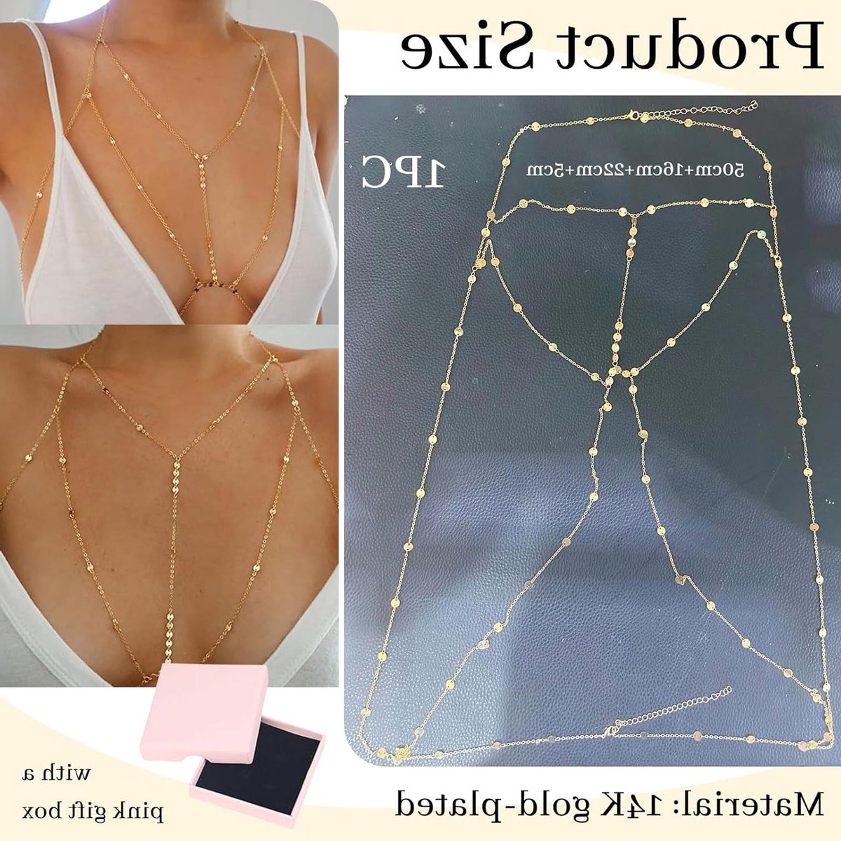 14K Gouden Lichaamskettingen voor Dames, Sexy Multilayer Buikkettingen, Bikini Accessoires en Strand Juwelen voor Zomerse Feestjes