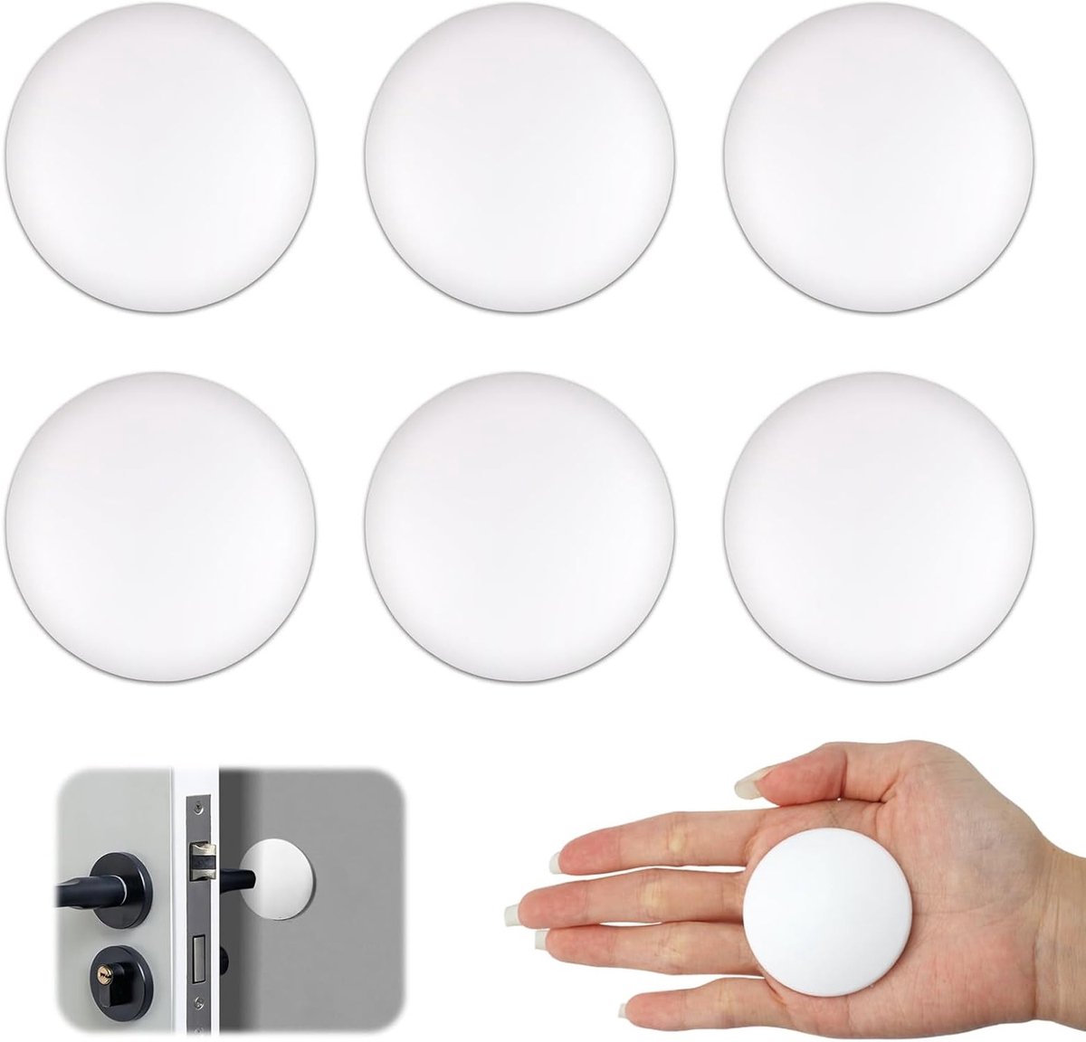 Set van 6 Zelfklevende Deurstopper van 50 mm - Bescherming voor Deuren en Muren, Ideaal voor Vloeren en Deurhandvatten