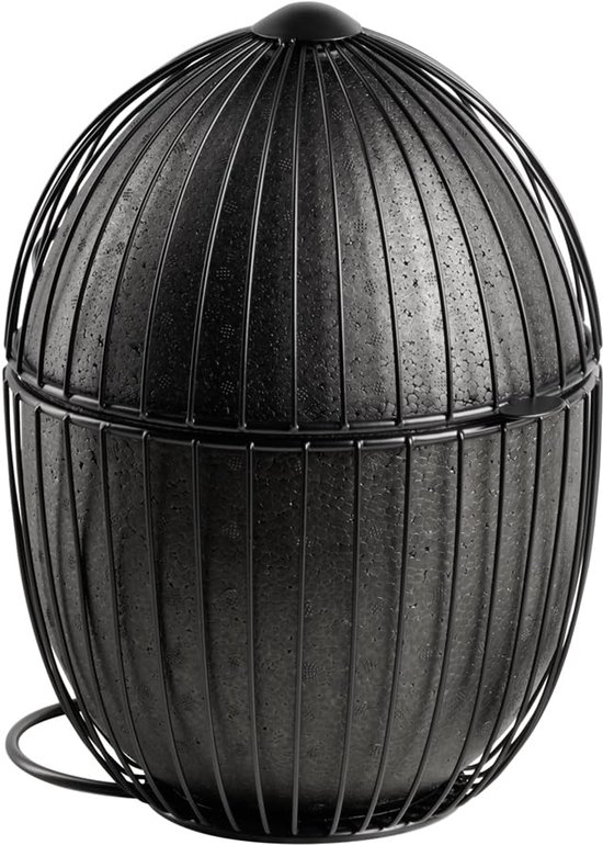 Panier à œufs APS-Germany® - Ø 23 x H 31 cm Métal/EPP/ Katoen - Zwart - pour environ 35 œufs - garde les œufs au chaud grâce à une isolation thermique parfaite