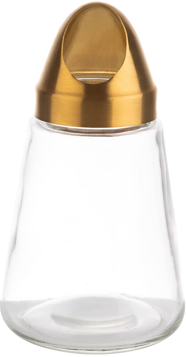 APS snack dispenser - glazen pot - RVS schroefdeksel in goudkleur - 1 liter - Ø 8,5 cm