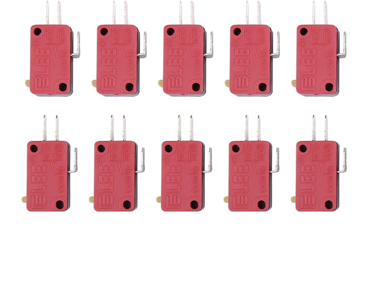 Dailygoods - Dailygoody - Micro Switch - Push Button - 10 Stuks - Rood - Vervangingsschakelaar - Geschikt voor Arcade Games - Compacte Formaat