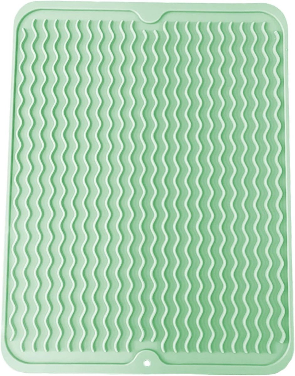 Siliconen Afwasrek 30x40cm Antislip Warmtebestendig Vouwbaar voor Keuken en Gootsteen in Lichtgroen