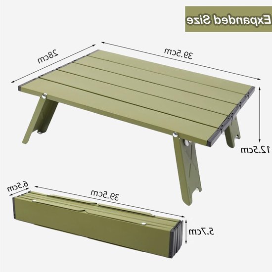 Opvouwbare kampeertafel voor buiten - Lichtgewicht geïntegreerde strandtafel van aluminiumlegering - Draagbare ultralichte mini-kampeertafel - Opvouwbare kooktafel - Geschikt voor tuinen, wandelen, kamperen - 39,5 x 28 x 12 cm van Merkloos — afbeelding 2