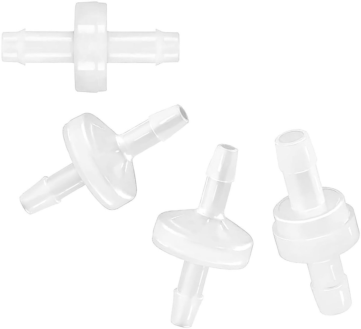 Dailygoods - Dailygoody - Plastic Check Valve Set - 4 Stuks - Voor Water, Brandstof en Lucht - Diverse Maten
