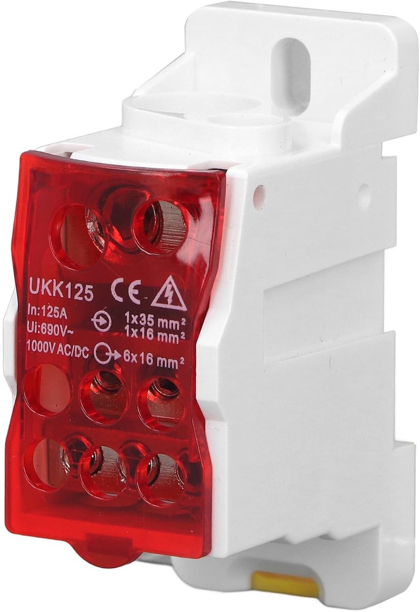 Dailygoods - Dailygoody Klemmenblok Universele Stroomaansluitdoos Microcomputerbescherming Rood DIN Rail-klemmenblok Geschikt voor Verdeelkasten
