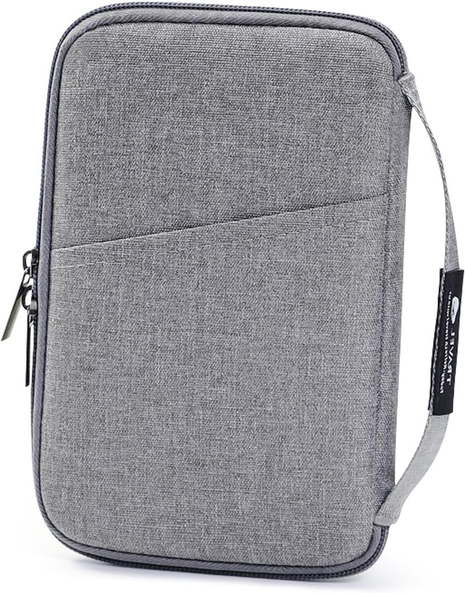 Draagbare Reisdocumentenhouder van Canvas, Waterdichte Passport Bag voor Paspoorten, Kaarten en Tickets, Geschikt voor Gezinnen, Grijs en Casual Design