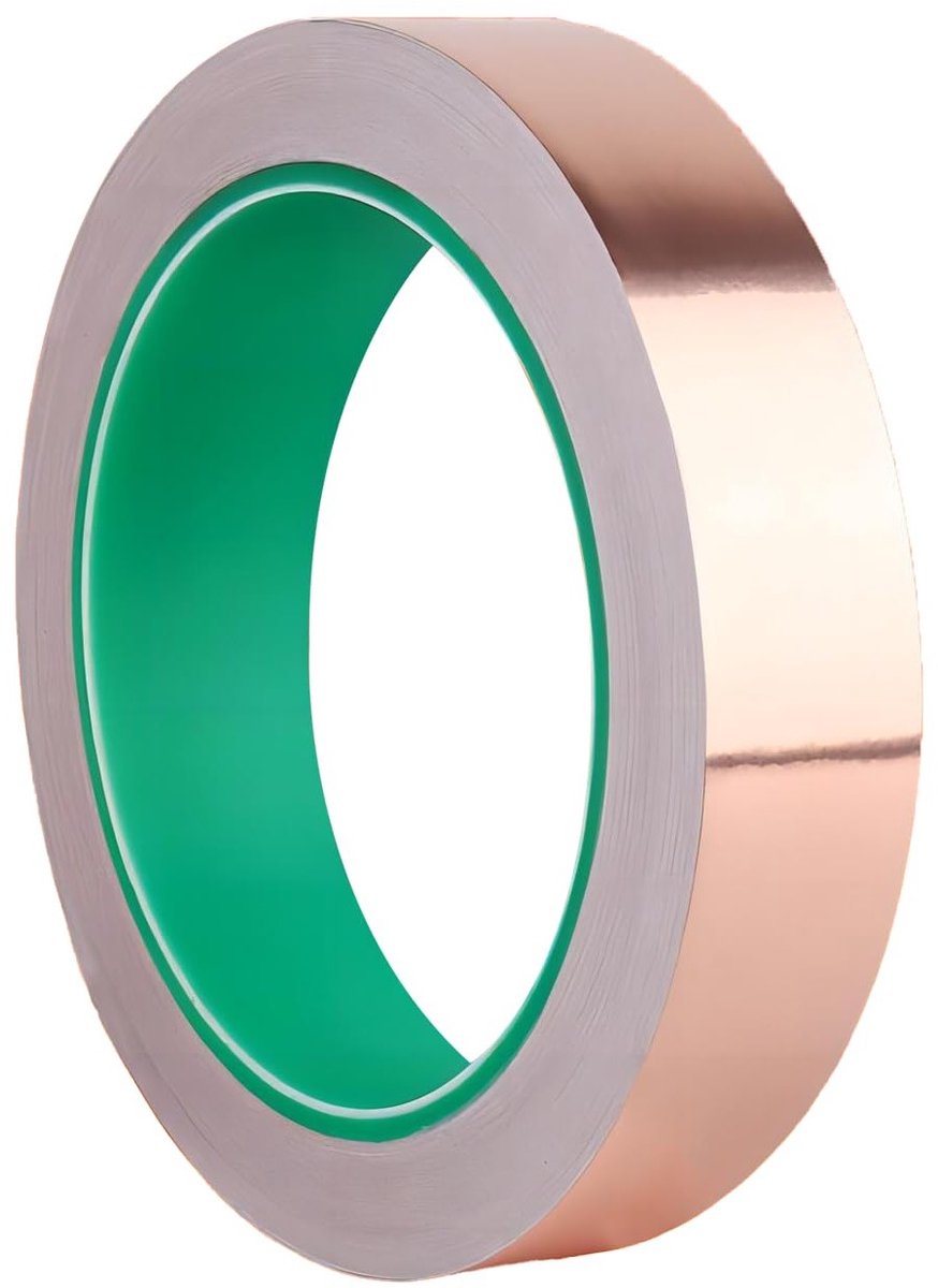 Dubbelzijdige geleidend plakband 25mm x 20m, koperfolie tape voor elektrische reparaties, knutselen en afscherming