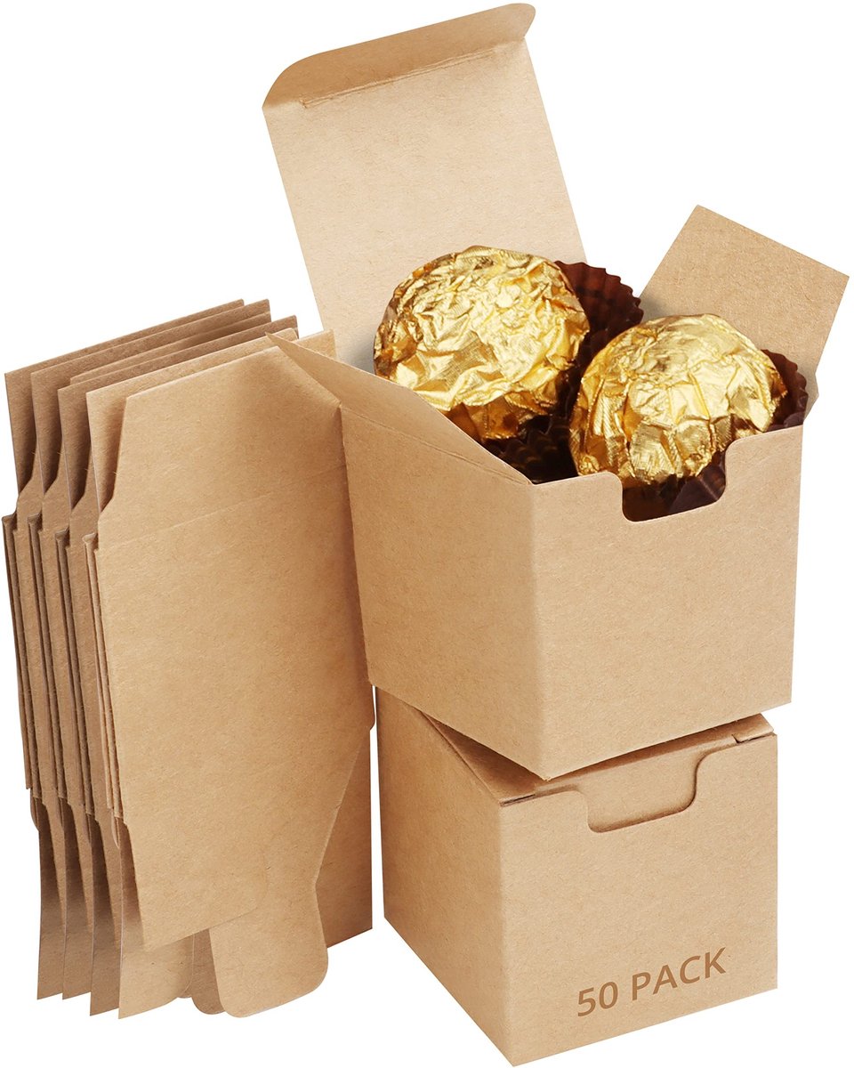 Dailygoods - Dailygoody - Bruine Hobby Geschenk Doosjes - Kraft Papieren Dozen - Makkelijk te Assembleren - 50 Stuks - Perfect voor Feesten en Verjaardagen - L5 x