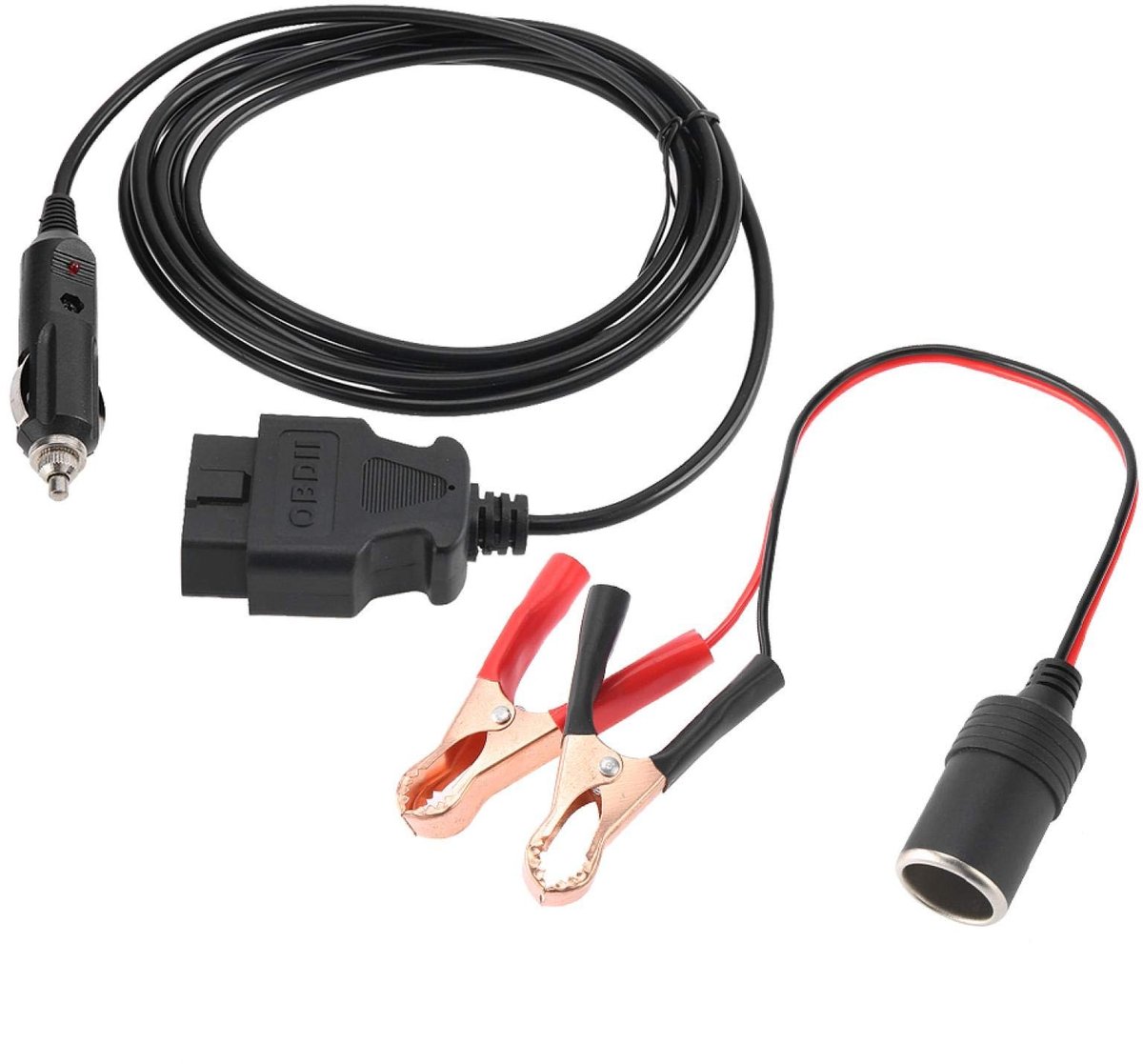 Dailygoods - Dailygoody - OBDII-Stromversorgungskabel - OBD2-Kabel - Ideaal voor auto-onderhoud - 12V - Opslagbescherming - Geschikt voor OBD II voertuigen - 21 x .