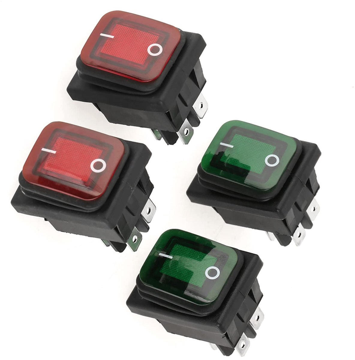Dailygoods - Dailygoody - Rocker Switch - ON-OFF schakelaars - Waterdicht en stofdicht - 4 Stuks - Indicatorlamp - Voor elektrische toepassingen - Geschikt vo