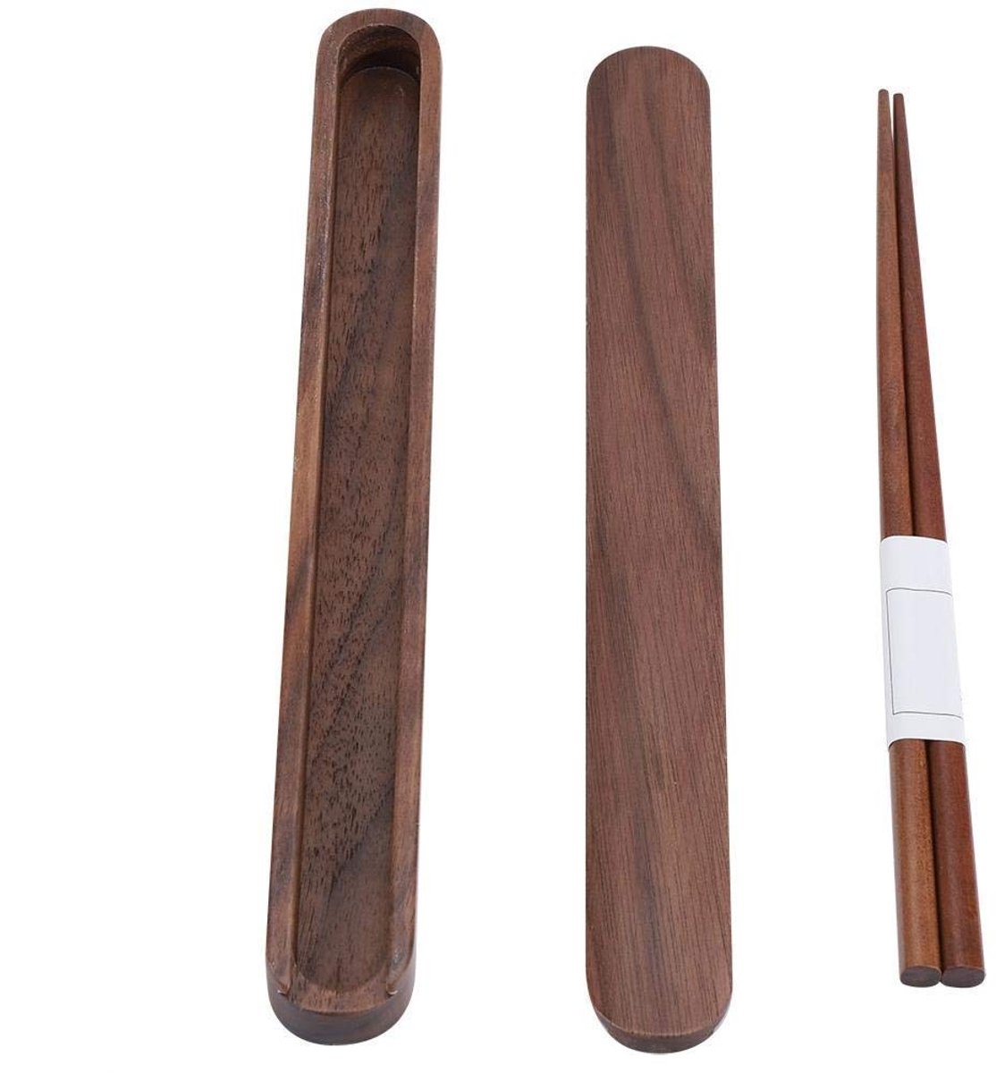Dailygoods - Dailygoody - Eetstokjes Set - Herbruikbare Houten Eetstokjes - Voedselveilig en Duurzaam - 23 cm - Draagbare Opbergdoos - Geschikt voor Thuis, School
