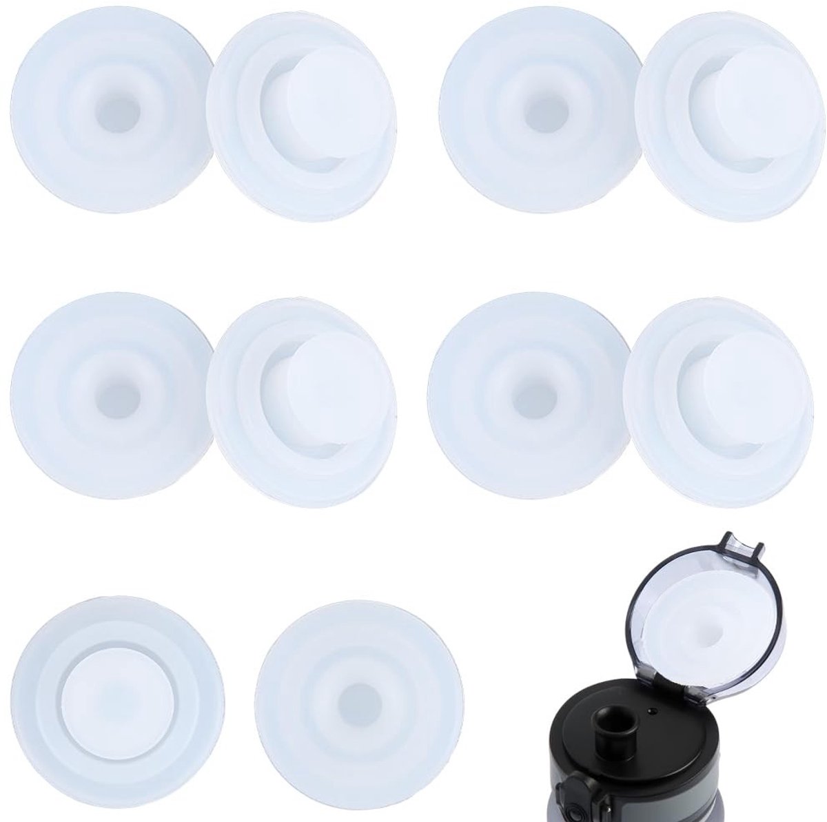 Dailygoody - Waterflesdeksels - Herbruikbare caps - Silicone voor Ronde Bekers - Witte kleur - Geschikt voor diverse flessen - Ideaal voor onderweg - ...
